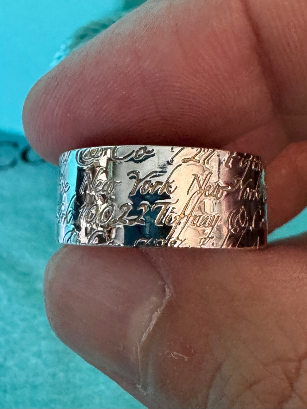 Tiffany & Co. Notes Script-Engraved Wide Band Ring - Sterling Silver